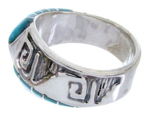 Southwest Turquoise Inlay Silver Ring Size 5 BW68388